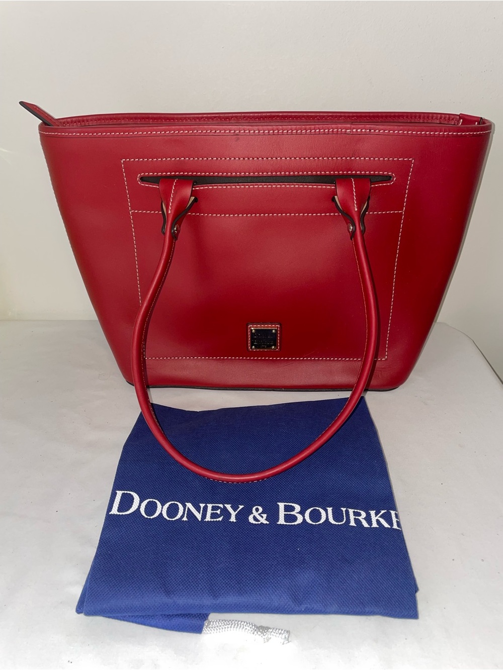 Dooney & Bourke Red Leather Beacon Slip Tote Purse - Like New